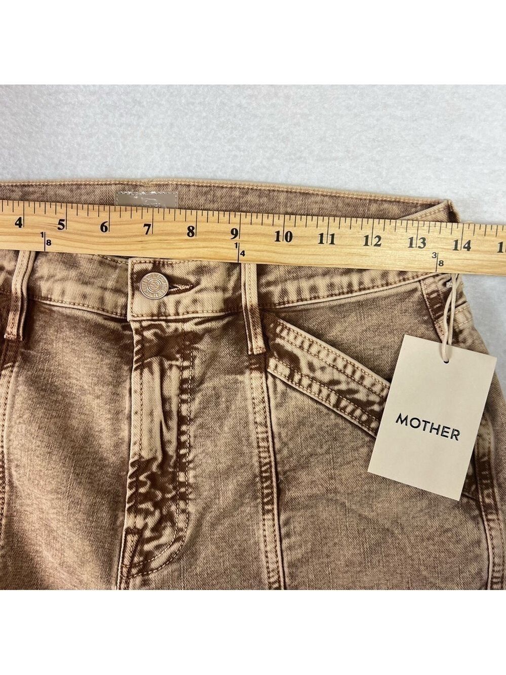 MOTHER Wide Leg Jeans The Swiss Army Desperado Heel Jeans in Tan Sz 28 NWT - Picture 10 of 16